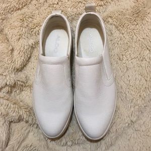 Aldo white leather platform shoes